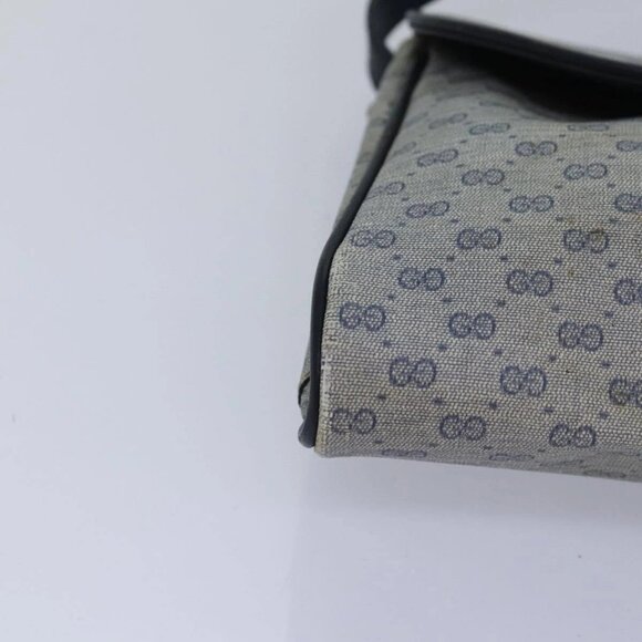 GUCCI Micro GG Supreme Shoulder Bag PVC Navy Gold Auth 88596 - Picture 4 of 16